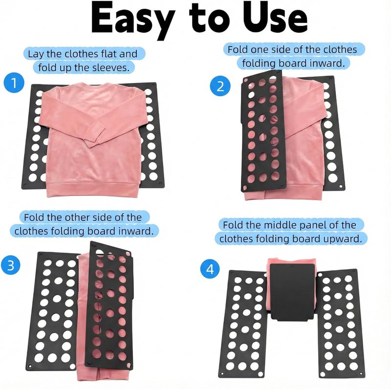 WQQWQQ Kids Clothes Folding Board, Small Size for 2-8 Years Old,Foldable Tool for Home Storage for Kids Laundry Organizer, Not for Adult Use（black） - Image 2
